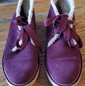 Eric Michael Maroon suede and Sherpa dress booties